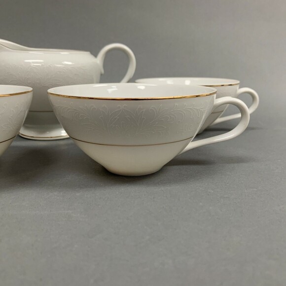 Touch of Gold Embassy DoM Cups Creamer White Border Design Gold Trim Lot of 5 - Picture 5 of 12